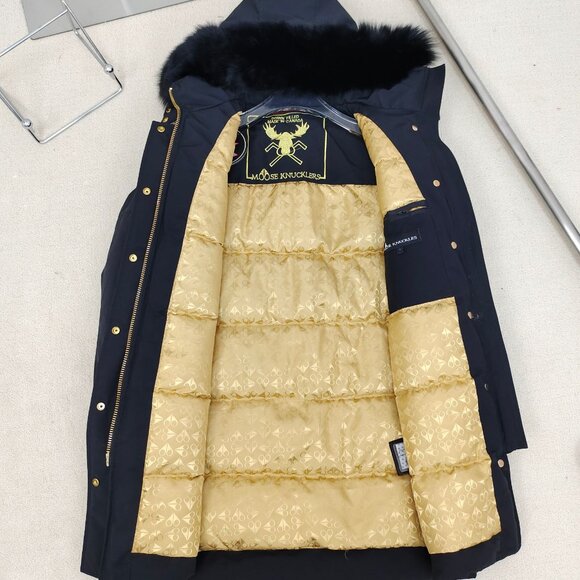 Moose Knucles Black w/ Gold Accents Hooded Parka NWT - Picture 8 of 9